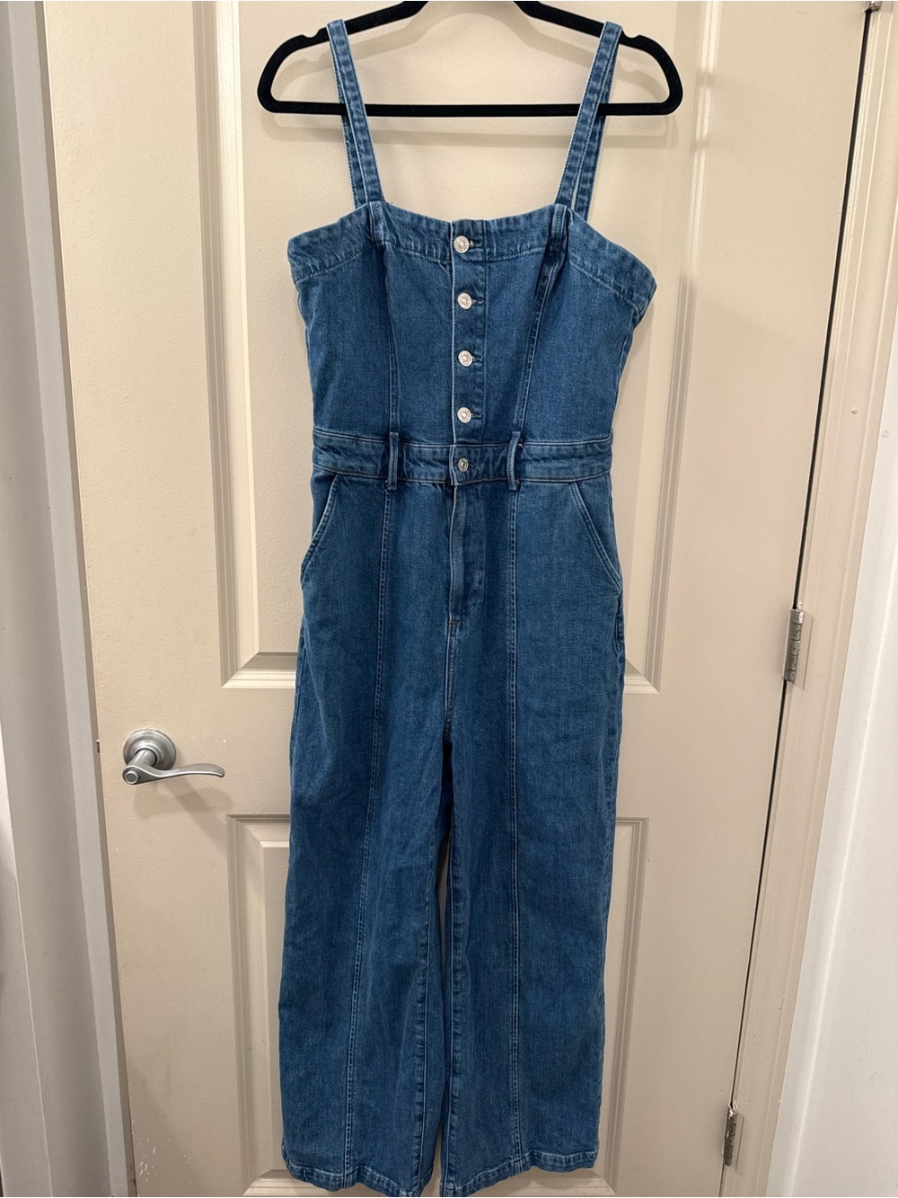 PAIGE Anessa Denim Jumpsuit in Delia Medium Blue Wash Size 10 - Picture 2 of 6